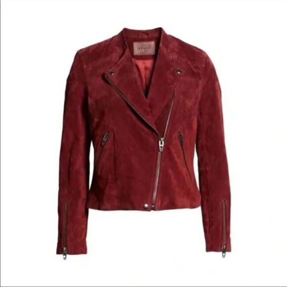 Blank NYC Women's Leather Suede Moto Biker Jacket in Ruby Red #73K-9114NO Sz S - Picture 4 of 15